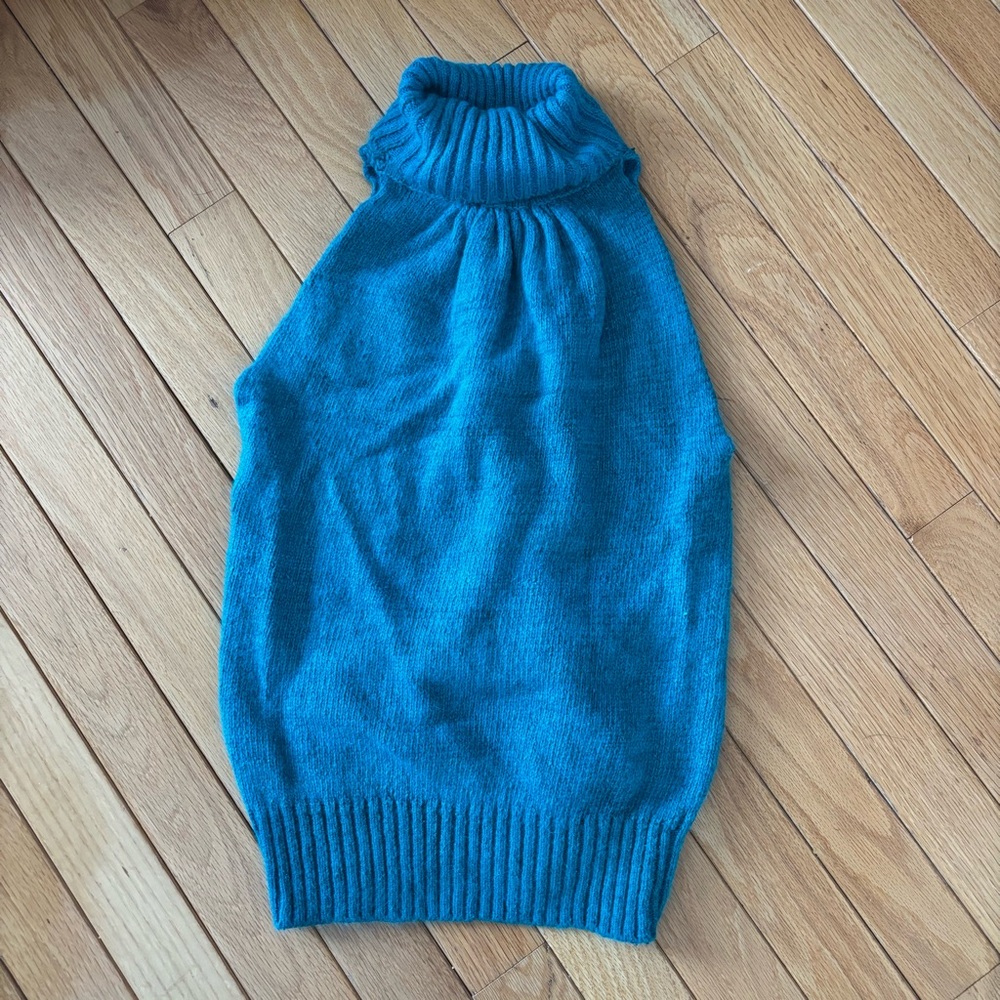 Vintage Teal Sleeveless Turtleneck Sweater